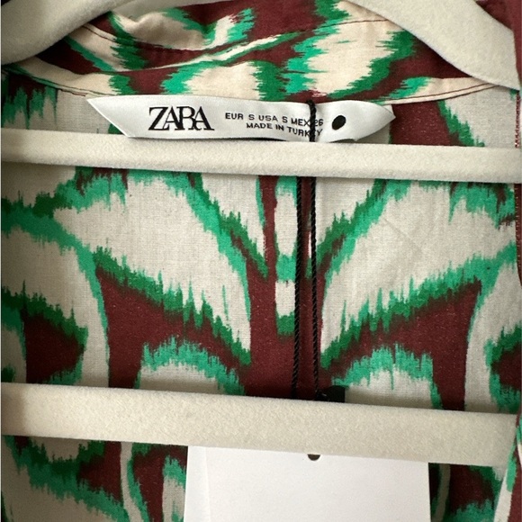 ZARA The Selena Blouse Long Sleeves Green Cotton Small BNWT - Picture 6 of 7